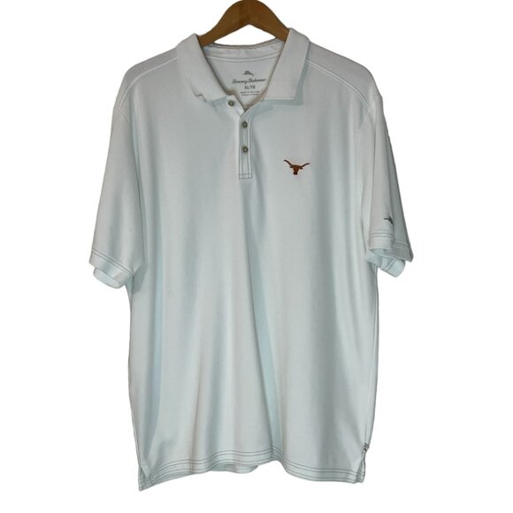 Tommy Bahama Men's Polo Shirt White Short Sleeve Long Horn Size XL - Picture 1 of 9